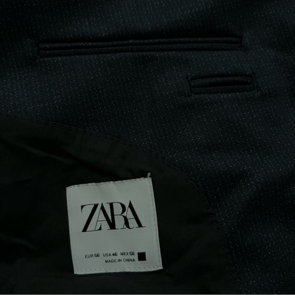 Zara Blazer Jacket Mens US Size 46 EUR Size 56 Sports Coat Navy Blue NWT - Picture 6 of 6